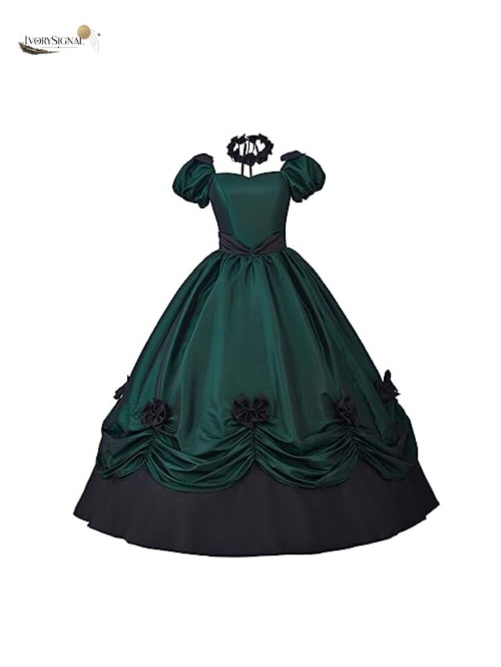 Gothic Victorian Dress Rococo Masquerade Ball Gown with Neckwear Puff Sleeve